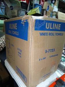 lot 23168 image: Open Box  Uline 8x350ft White Roll Towels
