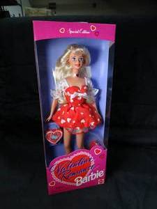 lot 23182 image: 1996  Valentine Romance Barbie Doll  Mattel  in Box  Unopened