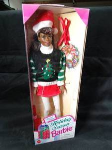 lot 23190 image: 1996  Holiday Season  Black Barbie Doll  Mattel  in Box  Unopened 