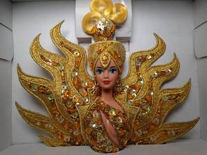 lot 23192 image: 1995  Bob Mackie Goddess of the Sun  Barbie Doll  Mattel  in Box  Opened to Photograph  New in Box