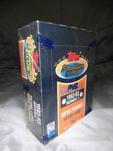 lot 23296 image: 1992-93 Topps Stadium Club  NBA Basketball  Series I  Super Premium Picture Cards  Sealed - Unopened Box