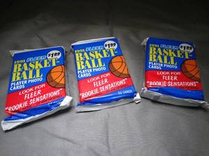 lot 23348 image: Lot of 3  1991 Fleer NBA Basketball Cards Packs  Unopened - Unsearched