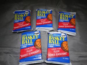 lot 23358 image: Lot of 5  1991 Fleer NBA Basketball Cards Packs  Unopened - Unsearched