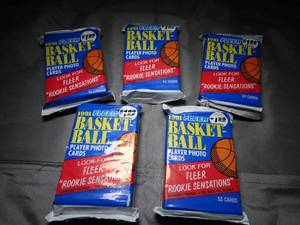 lot 23359 image: Lot of 5  1991 Fleer NBA Basketball Cards Packs  Unopened - Unsearched