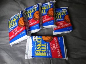 lot 23361 image: Lot of 5  1991 Fleer NBA Basketball Cards Packs  Unopened - Unsearched