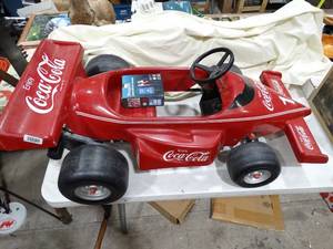 lot 23376 image: Really Cool Kids Sit in Battery Powered Coca-Cola Indy Race Car  w Battery Charger  Works