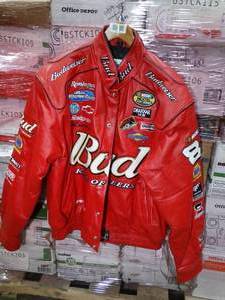 lot 23388 image: W0W  L00K  Dale Earnhardt Jr. #8 Red Leather Budweiser NasCar Racing Jacket (Chase Authentics) Large