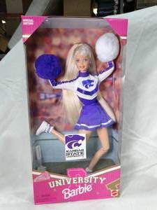 lot 23498 image: 1996 University Barbie  Kansas State  Unopened