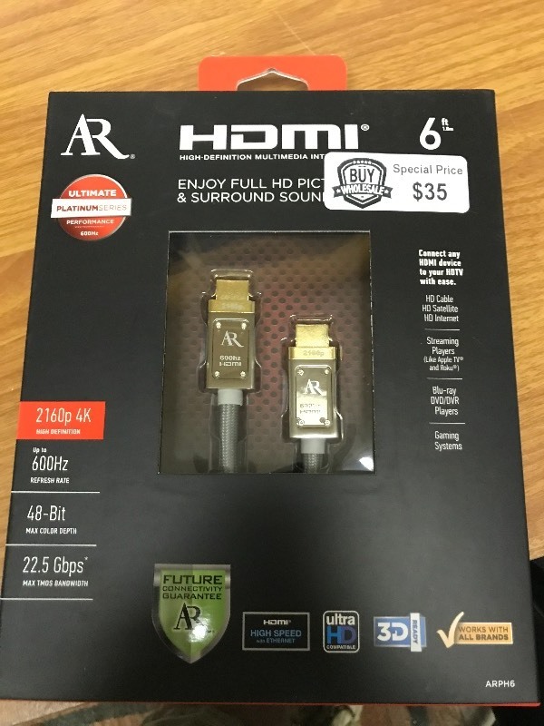 lot 1044 image: 6 HDMI Cable - New in Box