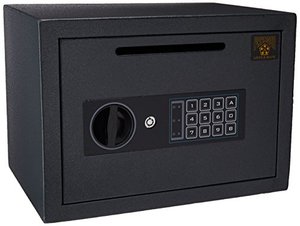lot 52100 image: Drop Safe - Digital Safe Compact Steel Money Security Box with Keypad - Deposit Cash Easily �� For Home or Business by Paragon Safe - Black