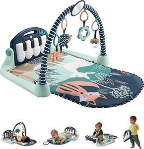 lot 52106 image: Fisher-Price Baby Playmat Kick & Play Piano Gym With Musical And Sensory Toys For Newborn To Toddler, Navy Fawn