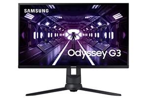 lot 52113 image: SAMSUNG Odyssey G3 Series 27-Inch FHD 1080p Gaming Monitor, 144Hz, 1ms, 3-Sided Border-Less, VESA Compatible, Height Adjustable Stand, FreeSync Premium (LF27G35TFBNXZA)