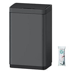 lot 52148 image: Mbillion 15.3 Gallon Touchless Infrared Motion Sensor Trash Can, Stainless Steel Brushed Finish Hands-Free Automatic Open Smart Garbage Can for Home and Office Waste and Recycling, Dark Grey