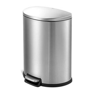 lot 52155 image: QUALIAZERO 50L13Gal Heavy Duty Hands-Free Stainless Steel CommercialKitchen Step Trash Can, Fingerprint-Resistant Soft Close Lid Trashcan, 50L  13 GAL