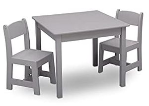 lot 52157 image: Delta Children MySize Kids Wood Table and Chair Set (2 Chairs Included) - Ideal for Arts & Crafts, Snack Time & More - Greenguard Gold Certified, Grey, 3 Piece Set (B076MR5C4L)