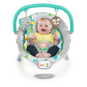 lot 52173 image: Bright Starts Jungle Vines Comfy Baby Bouncer with Vibrating Infant Seat Toy Bar & Taggies (Unisex)