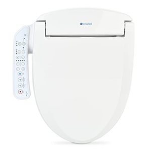 lot 52177 image: Brondell CL510-RW Swash CL510 Electric Bidet Toilet Heated Seat, Oscillating Stainless Steel Nozzle, Warm Air Dryer, Night, Gentle Close Lid, Light Blue Side Arm Control, Round
