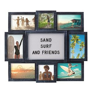 lot 52183 image: Melannco Customizable Letterboard 8-Opening Photo Collage, 19 x 17 inch,Distressed Black