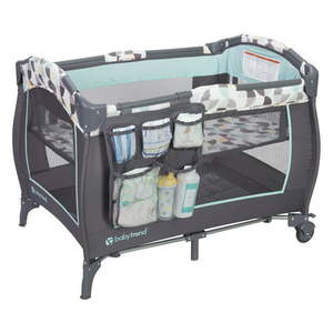 lot 52197 image: Baby Trend Trend-E Nursery Center Playard with Bassinet and Travel Bag - Doodle Dots Blue - Blue