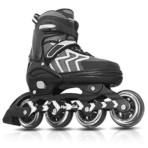 lot 46000102 image: Inline Skates for Adults Men Women, Adjustable Aggressive Durable Roller Blades with Giant Wheels, High Performance Skates for Male Female Black Size 8 9 10 11