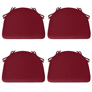 lot 46000113 image: Shinnwa Chair Cushion with Ties for Dining Chairs 17 x 16.5 Inches Non Slip Kitchen Dining Chair Pad and Seat Cushion with Machine Washable Cover Set of 4 - Wine Red