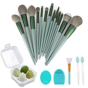 lot 46000114 image: Makeup Brushes 22 Pcs Makeup Kit,Foundation Brush Eyeshadow Brush Make up Brushes Set (Green, 22 Piece Set)