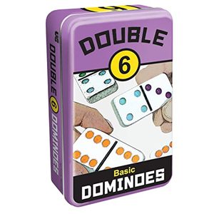 lot 46000116 image: Front Porch Classics  Double 6 Travel Tin Domino Set from, for 2 to 4 Players Ages 8 to 99