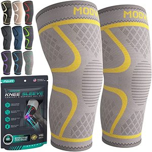lot 46000126 image: Modvel Knee Braces for Knee Pain Women & Men - 2 Pack Knee Brace for Knee Pain Set, Knee Brace Compression Sleeve, Knee Support for Knee Pain Meniscus Tear, ACL & Arthritis Pain Relief - Knee Sleeves