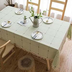 lot 46000211 image: Pahajim Linen Rectangle Tablecloth Table Cloth Heavy Weight Cotton Linen Dust-Proof Table Cover for Party Table Cover Kitchen Dinning (Light Green, RectangleOblong��55 x 118 Inch)