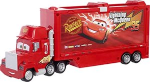 lot 46000212 image: Disney Car Toys Track Talkers Toy Truck, Chat & Haul Mack Hauler with Lights & Sound, Stores 2 Cars, 17 Inch