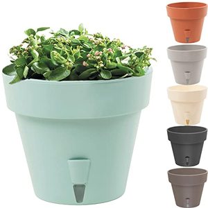 lot 46000221 image: DECOPOTS - Self Watering Planter - 9.2 Inch Diameter - Indoor Outdoor with Bottom Watering and Water Level Indicator (9.2, Jade)
