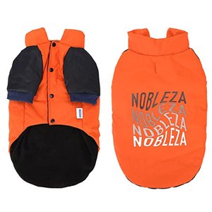lot 46000231 image: Dog Jacket, Nobleza Waterproof & Windproof Fleece Lined Dog Winter Coat with Leash Hole, Fashion Personality Dog Cold Weather Coats for Cold, Wet, Windy and Snowy Day(Orange M)