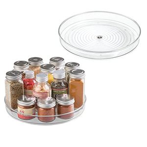 lot 46000232 image: iDesign Recycled Plastic Lazy Susan Turntable Organizer, Pantry, Bathroom, General Storage and More, The Linus Collection Set of 2, 9, Clear