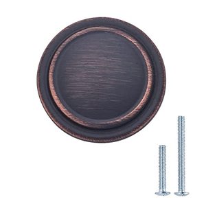 lot 46000239 image: Amazon Basics Straight Top Ring Cabinet Knob, 1.25-inch Diameter, Oil Rubbed Bronze, 25-Pack