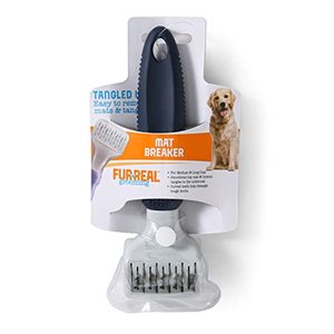 lot 46000267 image: FurReal Mat Breaker Dog Grooming Tool Pet Brush  Mat Removal Dog Brush Helps Remove Mats and Tangles for Dogs With Medium and Long Coats  For Right and Left Hand Users, Blue, (FF10524)