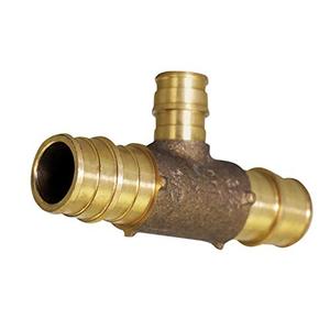 lot 46000274 image: Midline Valve S1228 Monoflow Tee Pipe Fitting for Hydronic Heating Applications 34 in. x 12 in. Pex Connections Brass