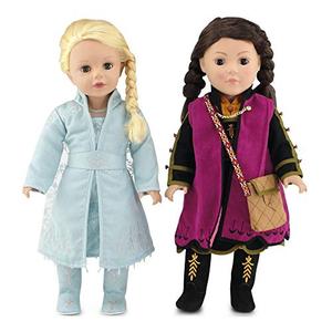 lot 46000143 image: Emily Rose 10 PC 18 Inch Doll Princess Frozen Inspired Clothes & Accessories Costumes Value Bundle  18 Doll Clothing is Compatible with American Girl Dolls