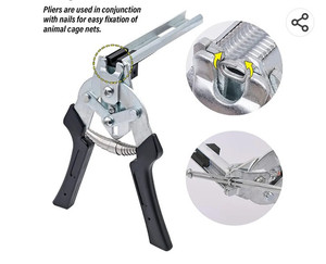 lot 46000150 image: MINYULUA Type M Hog Nail Ring Pliers Kit with  M Clips, Hand Tools Clamp Wire Cage Fasten Plier for Fence Fastening, Upholstery Installation, Animal Cages