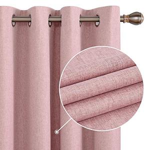 lot 46000151 image: Deconovo Faux Linen Full Blackout Curtains with Coating, 54 Inch Length 2 Panels Grommet Curtains, Soundproof Energy Saving Curtains for Grils Room��Coral Pink, 52W x 54L Inch, 2 Panels��