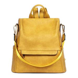 lot 46000153 image: CLUCI Women Backpack Purse Fashion Leather Large Designer Travel Bag Ladies Shoulder Bags Two-Toned Yellow