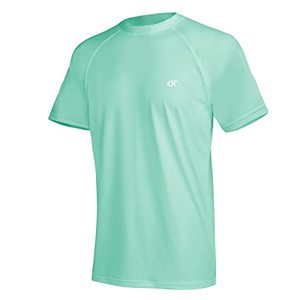 lot 46000154 image: Mens UPF 50 Rash Guard Swim Tee long Sleeve Running Shirts Swimwear Surfing Hiking Workout Sun Shirt MintGreen M