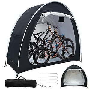 lot 46000186 image: Prolee Bike Tent 6.6FT Waterproof 210D Oxford Fabric, Outdoor Bicycle Cover Shelter with Window Design, Bike Storage Tent for 2 Bikes, Storage Tent for Home Garden