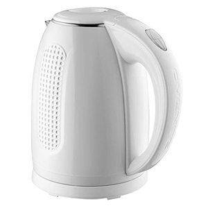 lot 46000196 image: Ovente Portable Electric Kettle Stainless Steel Instant Hot Water Boiler Heater 1.7 Liter 1100W Double Wall Insulated Fast Boiling with Automatic Shut Off for Coffee Tea & Cold Drinks, White KD64W