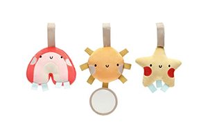 lot 46000201 image: Pearhead Star, Sun and Rainbow Stroller Toys, Plush Baby Travel Car Seat Toy Set, Baby Hanging Toys, Gender-Neutral Baby Travel Accessories, Set of 3