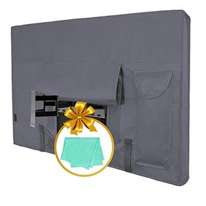 lot 46000463 image: Outdoor TV Cover for 53 to 55 inches LCD, LED, Waterproof, Weatherproof and Dust-Proof TV Screen Protectors with Cleaning Cloth (55 inch,Dark Gray)