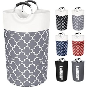 lot 46000297 image: Fabspace Large Laundry Basket Laundry Hamper Bag Washing Bin Clothes Bag Collapsible Tall with Handles Waterproof Travel Bathroom College Essentials Storage for College Dorm, Family, 82L (Grey)