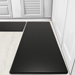 lot 46000304 image: Kitsure Kitchen Mats 2 PCS, Waterproof & Non-Slip Kitchen Rugs, Anti-Fatigue Mats for Kitchen Floors, Offices & Laundries, Durable Resilient Kitchen Rug Set, 17.3�3017.3�47,Black
