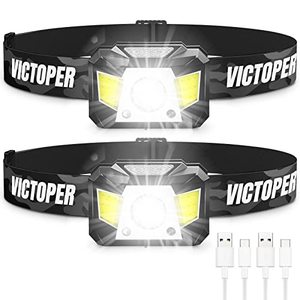 lot 46000318 image: Victoper Headlamp Rechargeable 2 Pack, 1200 Lumens Motion Sensor Bright LED Head Lamp, 6 Modes Headlight with Red Light, Waterproof Head Flashlight for Outdoor Camping Hiking Running Fishing