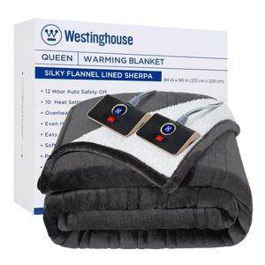 lot 46000328 image: Westinghouse Heated Blanket, Electric Throw Blanket with 10 Heating Levels, 12 Hours Auto Off, Overheat Protection, Machine Washable, Flannel to Sherpa (84x90 Inches, Charcoal&Ivory)