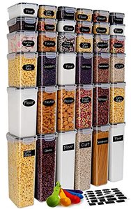 lot 46000329 image: Airtight Food Storage Containers 36-Piece Set, Kitchen & Pantry Organization, BPA Free Plastic Storage Containers with Lids, for Cereal, Flour, Sugar, Baking Supplies, Labels & Measuring Cups
